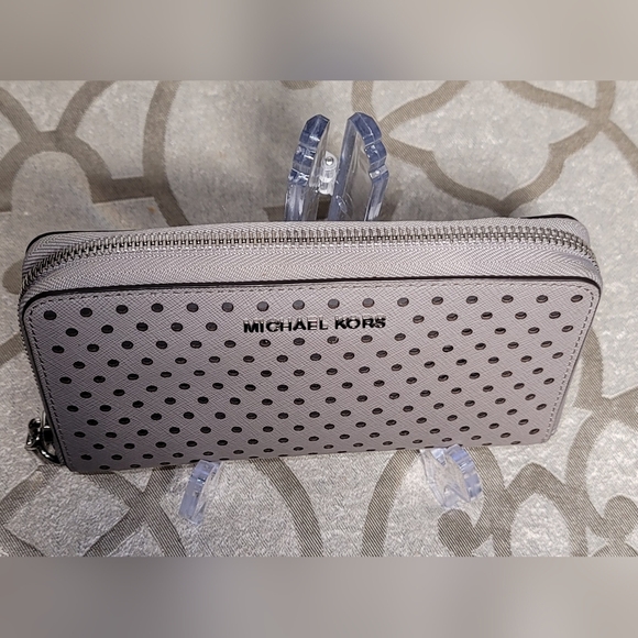 Michael Kors Gray Perforated Wallet - Picture 1 of 8